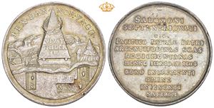 Frederik IV. Kongens besøk på Kongsberg 1704. Ukjent medaljør. Sølv. 43 mm