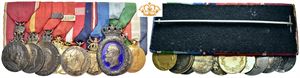 Medaljegruppe 10 stk. bærbare belønningsmedaljer i gull og sølv